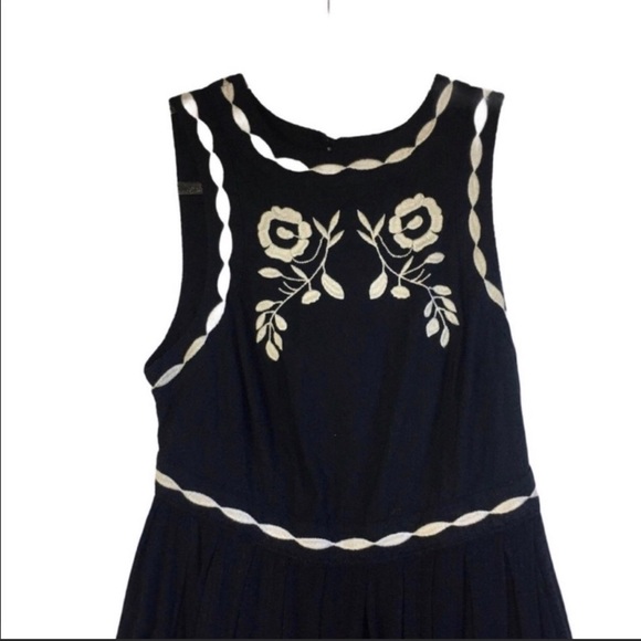 Free People Black Delightful Birds Of A Feather Mini Dress Size 4 - Picture 3 of 9